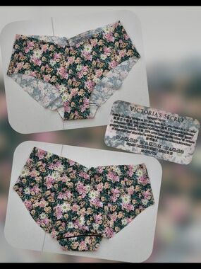 Victoria's Secret Green Floral Hipster Panty Size Med Nwots